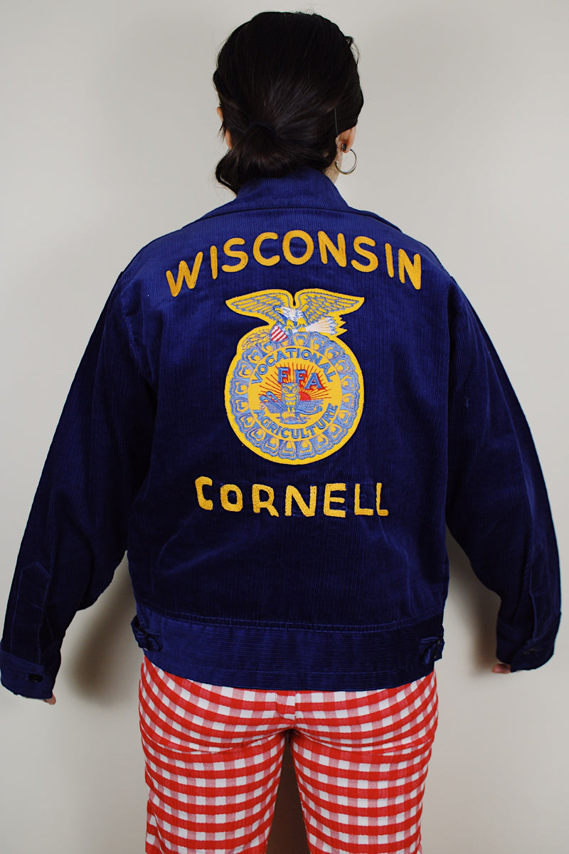 1980's Navy FFA Corduroy Zip Up Jacket | Live Forever Vintage