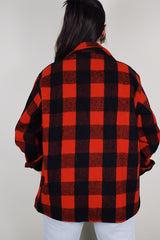 vintage 1970's L.L. Bean long sleeve button up red and black buffalo plaid wool shacket