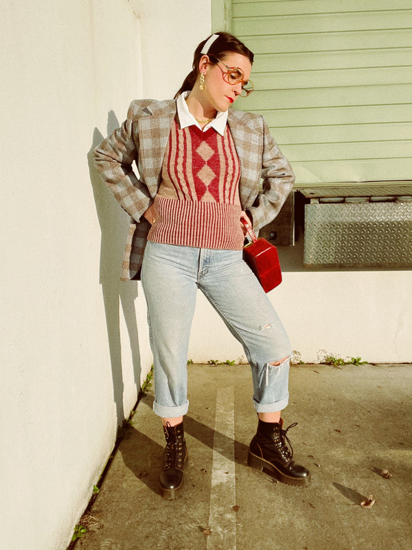 Diamond Print Sweater Vest