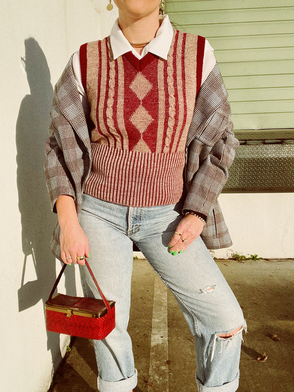 Diamond Print Sweater Vest