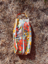 floral printed vinyl wash bag with zipper and handle vintage 1960's