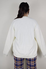 vintage 1980's The Fox Sweater label XL off white long sleeve acrylic material button up cardigan