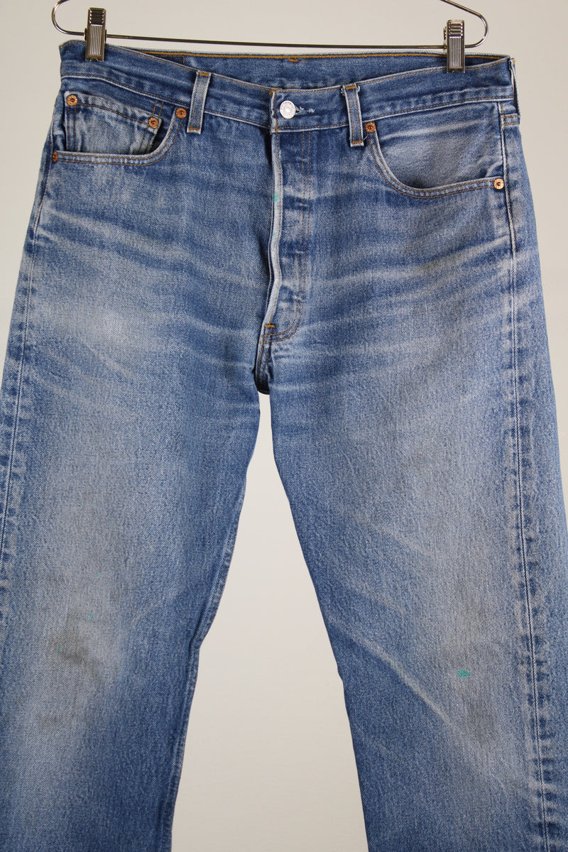 medium wash 501 levi's denim jeans 35 width 36 length 