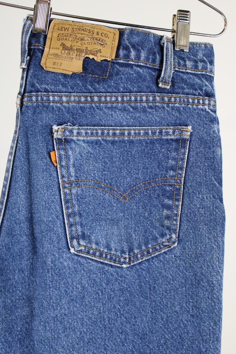 dark wash 517 levi's jeans denim zipper front closure