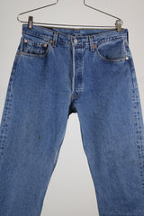 medium wash 501 levi's denim jeans button front closure 33 x 30