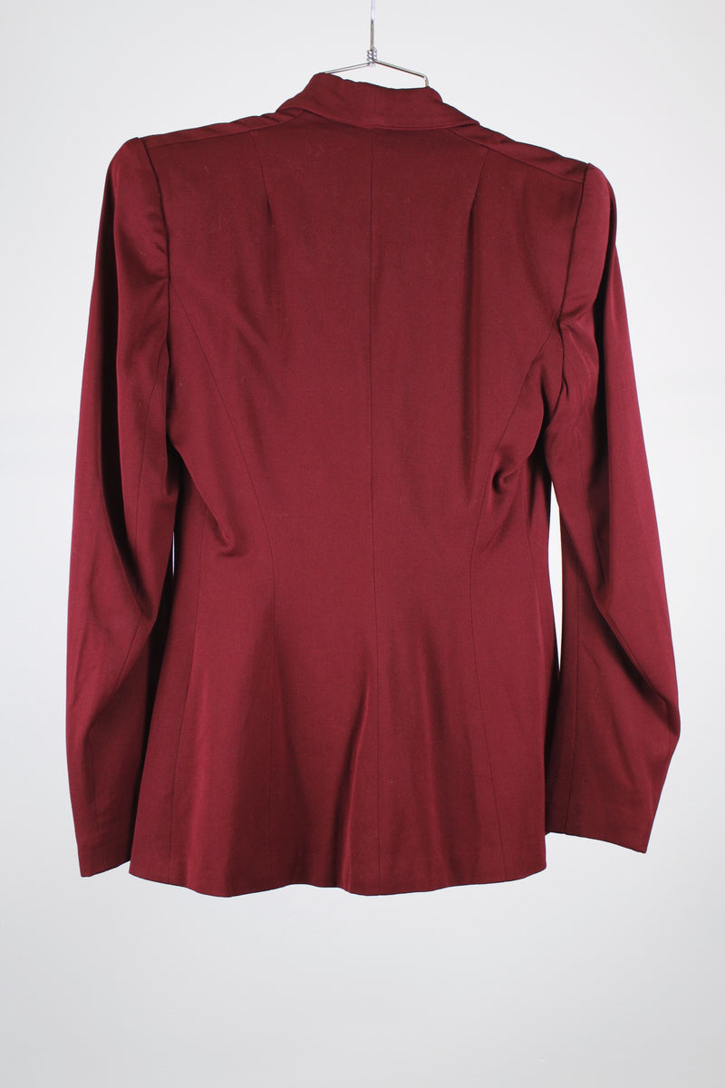 long sleeve maroon one button closure blazer jacket women's vintage 1940's