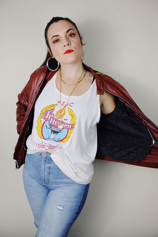 vintage 1970's Baskin, Made in Italy label long sleeve heather grey wool material printed button up cardigan sweater