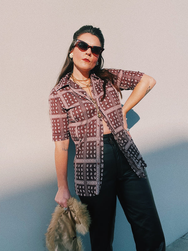 Short Sleeve Printed Button Up