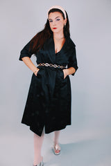 3/4 arm length black satin kimono style evening jacket women's vintage 1950's