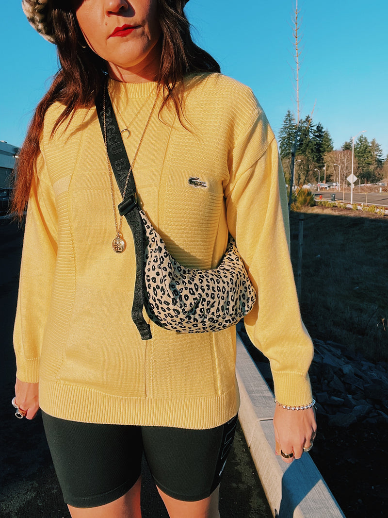 long sleeve yellow pullover vintage 1980's lacoste cotton sweater