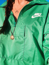 long sleeve green pullover windbreaker lightweight nylon retro Nike Sportswear