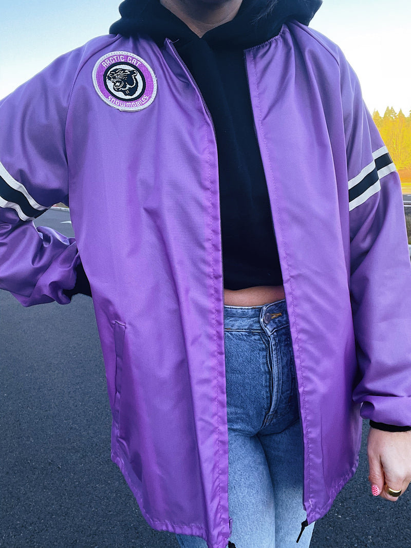 long sleeve purple zip up windbreaker vintage 1980's