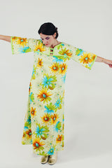 women's vintage floral printed maxi dress