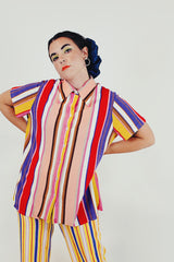 vintage striped button up blouse