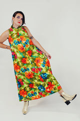 vintage hawaiian floral dress front