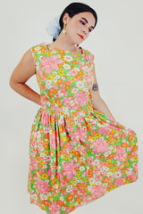 vintage sleeveless floral garden dress