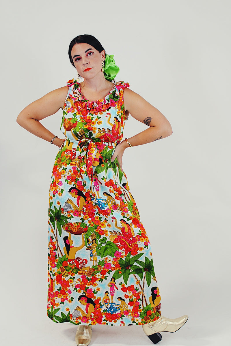vintage Hawaiian print maxi dress 