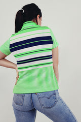 Vintage horizontal stripe collared tee back