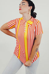 vintage short sleeve yellow red striped tee