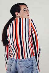 vintage cropped striped long sleeve jacket back