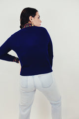 Vintage long sleeve blue pullover sweater back