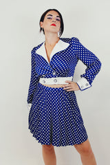 vintage blue polka bot blouse skirt set