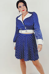 vintage blue polka bot blouse skirt set
