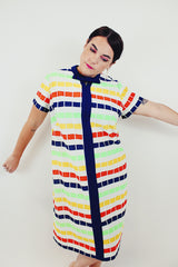 vintage multicolored printed shift dress