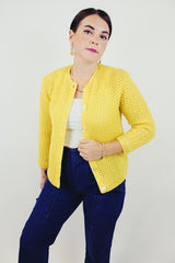 Yellow vintage wool cardigan unbuttoned 