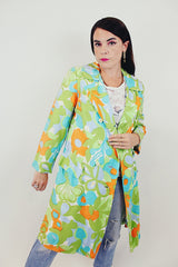 vintage colorful floral pea coat