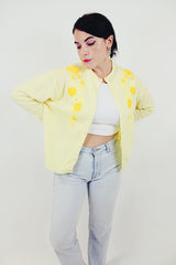 yellow vintage embroidered floral cardigan