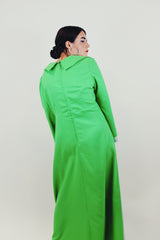 green long sleeve maxi dress with collar back