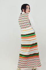 vintage striped maxi dress with collar back