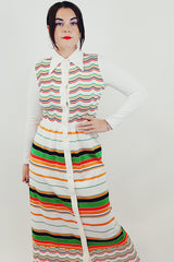 vintage striped maxi dress with collar