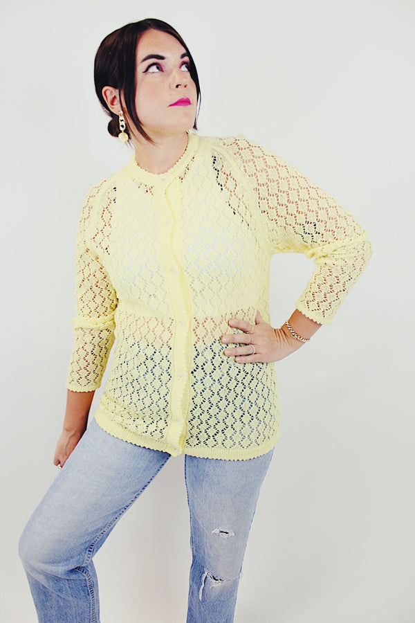 yellow vintage sheer cardigan