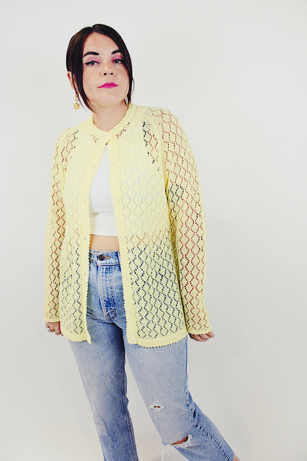 yellow vintage sheer cardigan