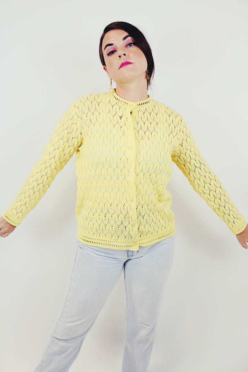 Yellow vintage knit cardigan