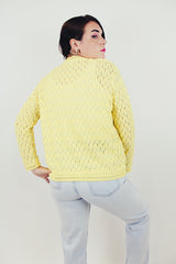 Yellow vintage knit cardigan back