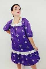 Purple vintage Hawaiian print dress