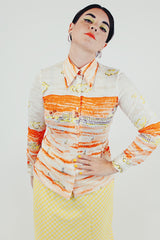 vintage orange landscape blouse front
