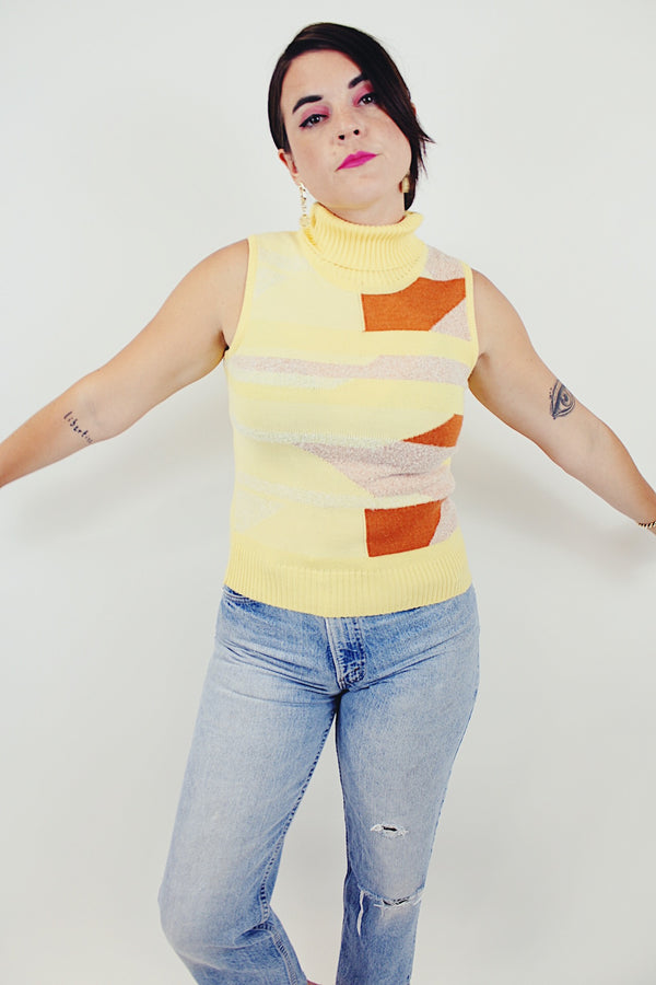 vintage sleeveless turtleneck sweater