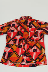 Men's red orange vintage printed pullover 