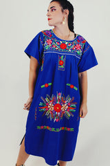 blue midi dress with flowers