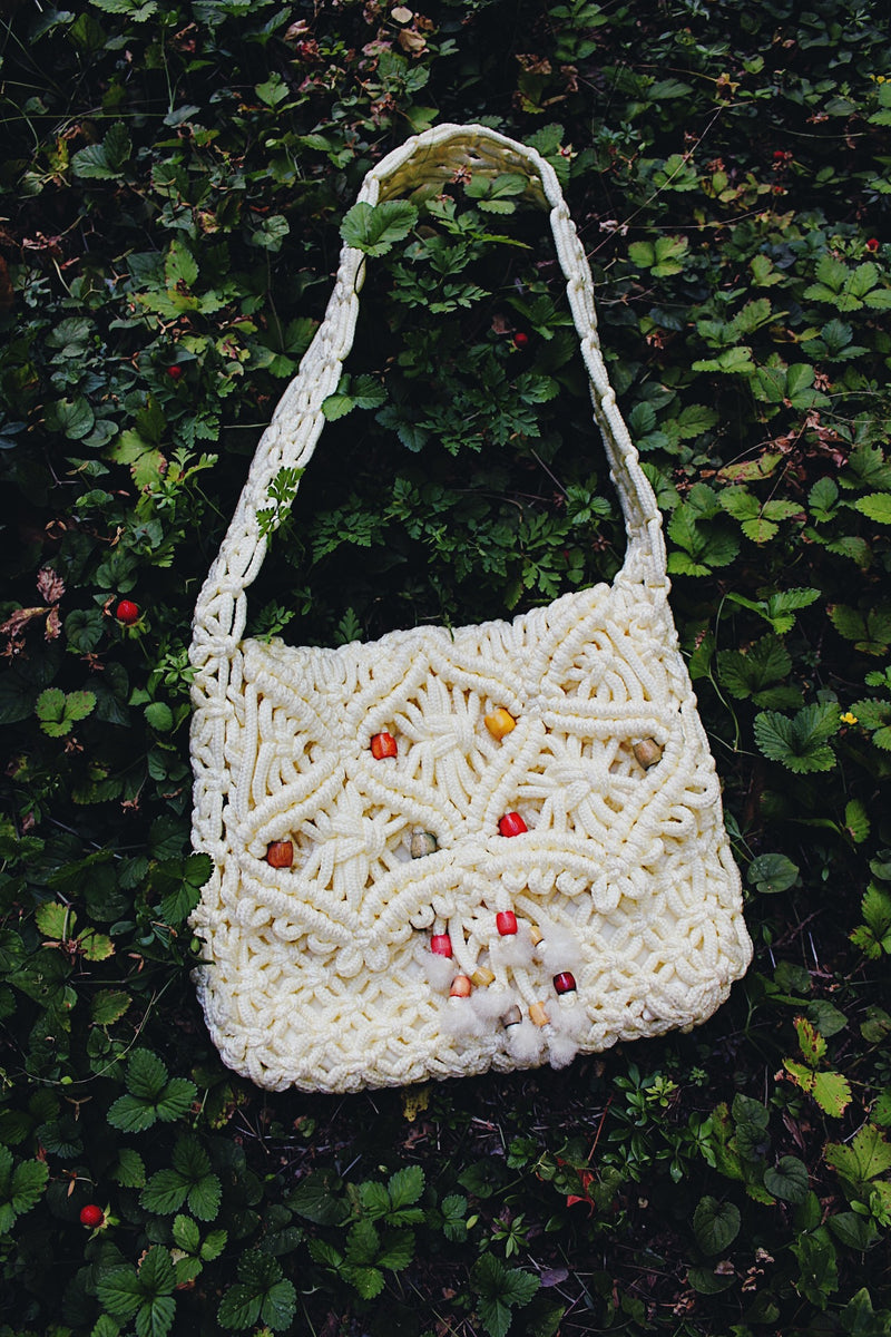 Vintage crochet messenger bag