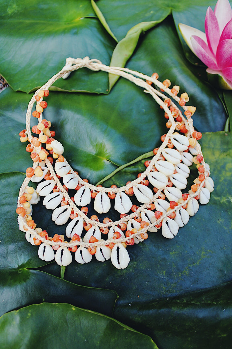 Vintage layered shell necklace