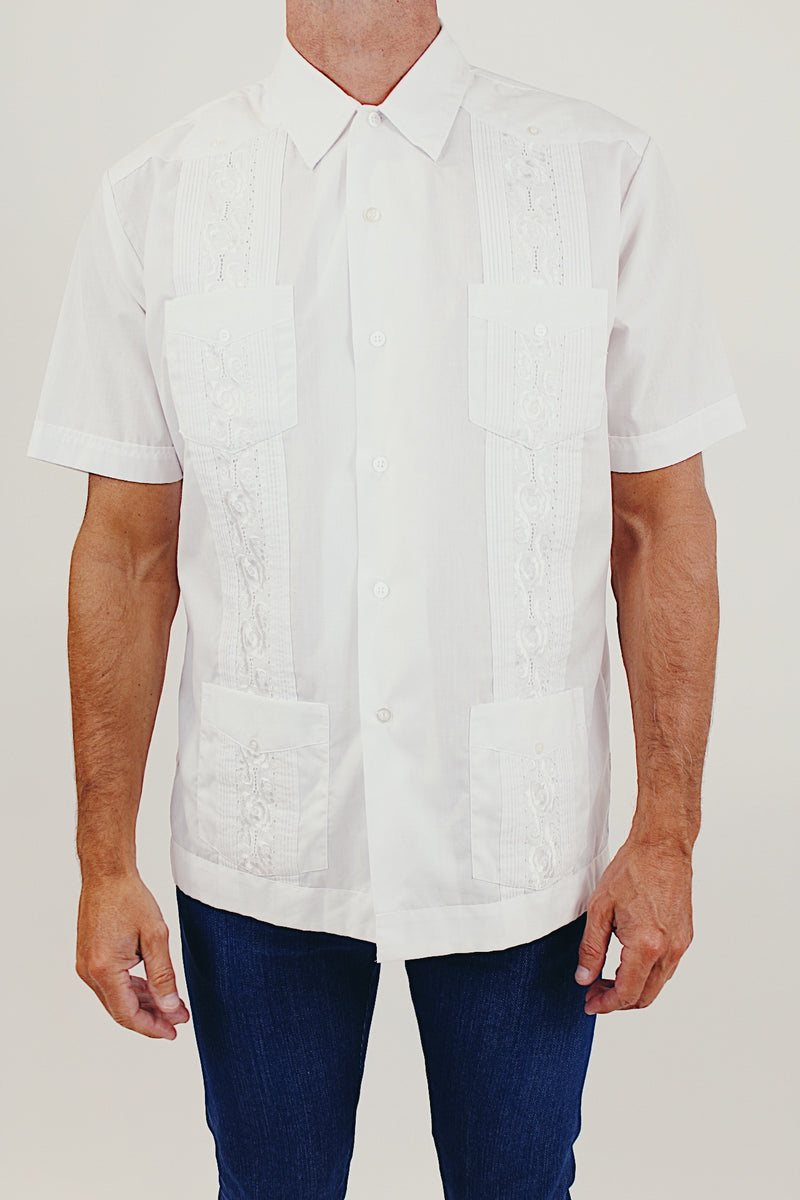 Vintage white short sleeve embroidered shirt