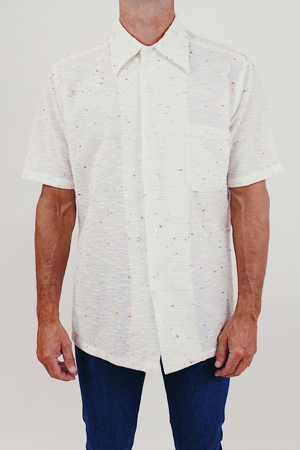 men's vintage short sleeve textured shirt