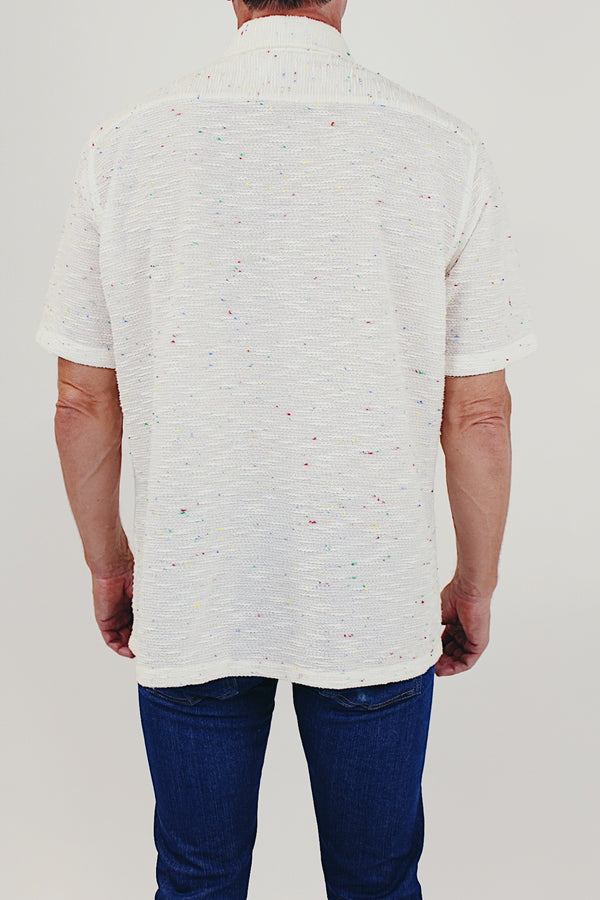 men's vintage short sleeve textured shirt back