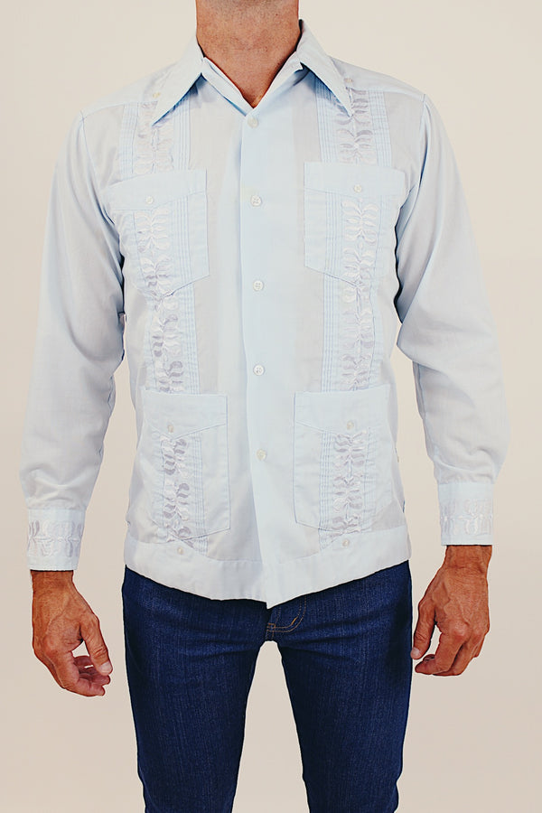Vintage men's long sleeve embroidered shirt