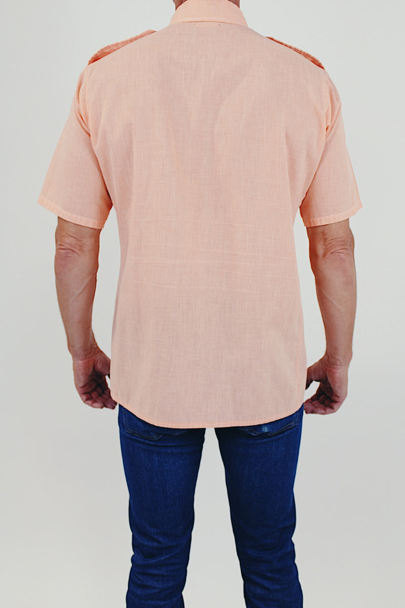 men's vintage salmon short sleeve shirt back
